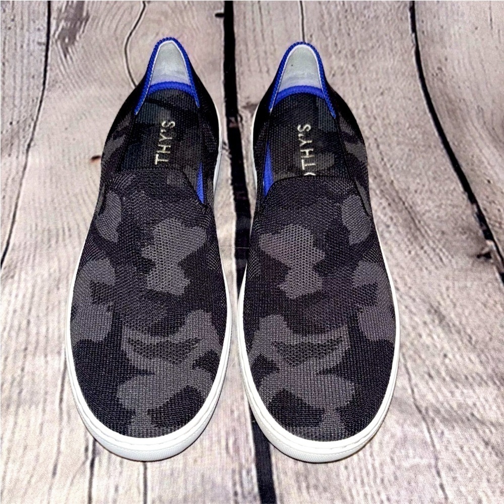 Rothy's Black and Gray Camouflage Slip-On Flats